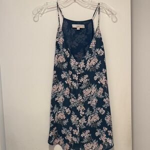 LOFT Navy and Pink Floral Camisole